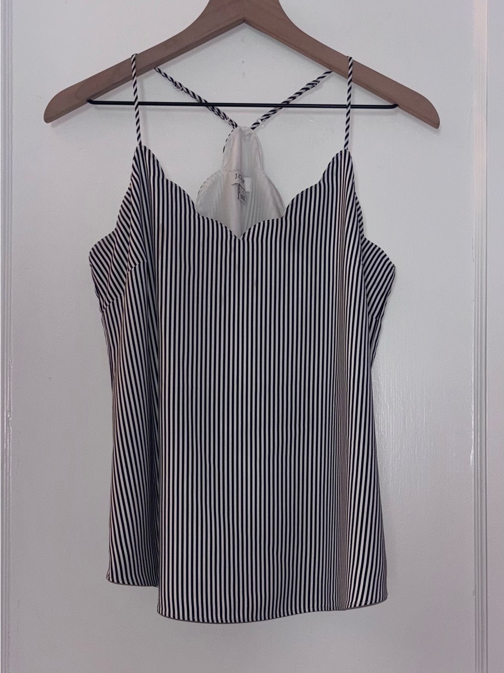 J. Crew Striped Scalloped Cami Top